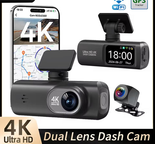 Soam Dash Cam 4K+1080P Dual-channel Dash Car Camera Recorder With GPS WiFi Car DVR 24H Parking Monitor Black Box