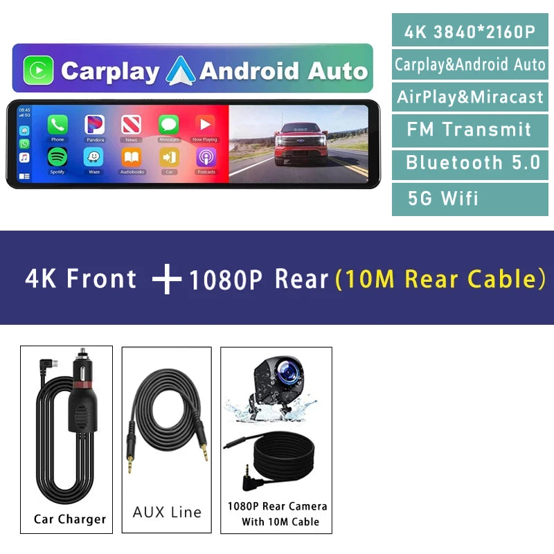 4K 2160P Car Dvr Carplay Android Auto Dash Cam