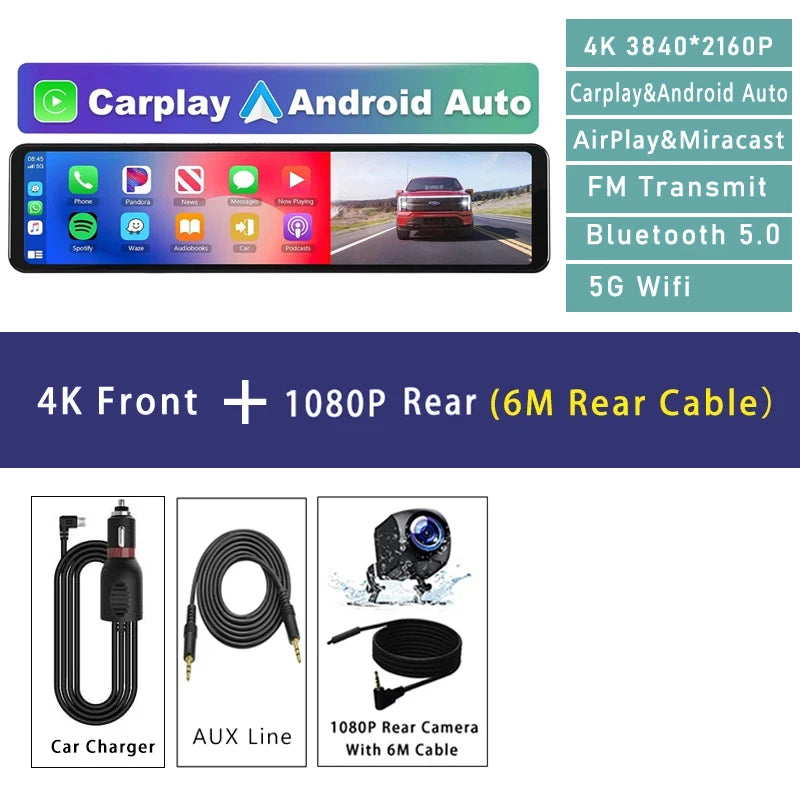 4K 2160P Car Dvr Carplay Android Auto Dash Cam