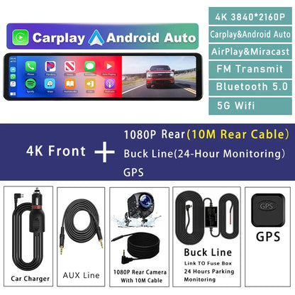 4K 2160P Car Dvr Carplay Android Auto Dash Cam