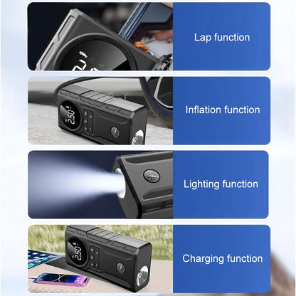 39800mAh Car Wireless Air Pump with Light Jump Starter Electric Tire Pump Portable Car Inflator Pump for Automobile Bicycle Ball